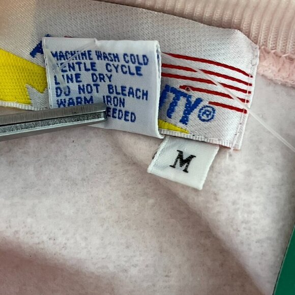 Vintage Active Duty Y2K Christmas Bear Pink Sweat Shirt Sz Med - Picture 8 of 8